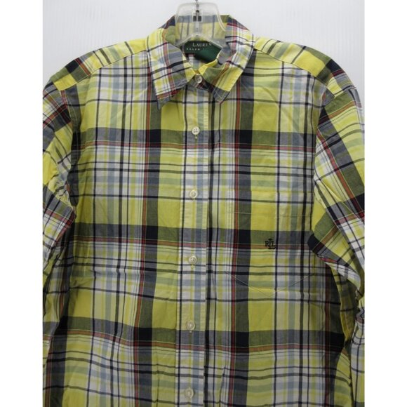 VINTAGE Lauren Ralph Lauren Top 4 Shirt Button Up Plaid Preppy RLL - Picture 2 of 10